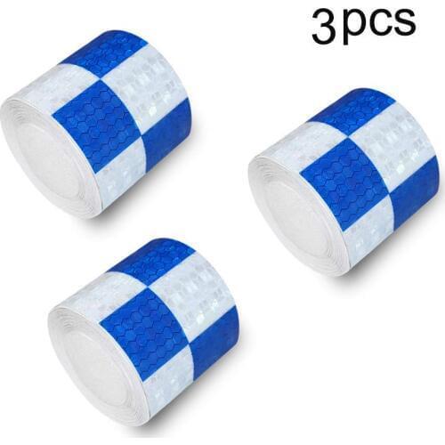 Reflective Hazard Tape checkered reflective tape Caution Warning Tape Blue White Square Types 5cm*3m 3 PCS