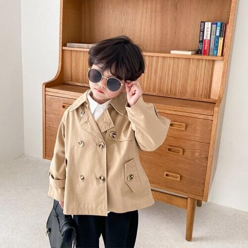 Spring Boy Girls Clothes Spring Fashion Double Breasted Children Trench Jackets Children Wind Coats Kids Loose Outwears for 2-7Y