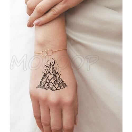 Tattoo Sticker rock mountain crescent planet sun moon star Water Transfer Temporary Fake tatto flash tatoo for kid girl men