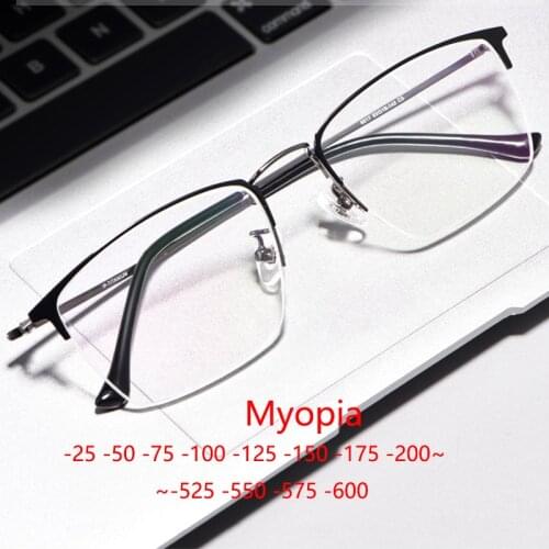 High Quality Titanium Myopia Glasses Men Business Shortsighted Glasses High Diopter Women Nearsighted Eyewear Ultralight