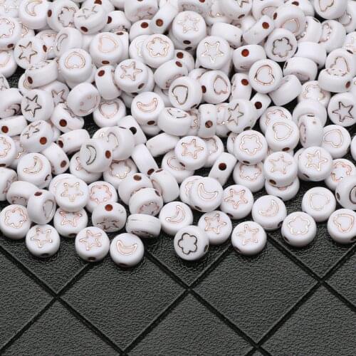 Mixed Star/Heart/Moon Pattern 4x7mm Round Loose Acrylic Spacer Beads For Jewelry Making Diy Charm Necklace Bracelet Accessories