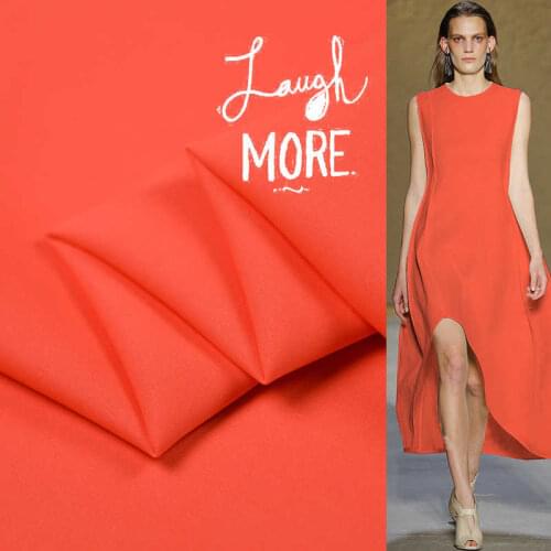 1 Meter Orange Pink Lover 38 Blended Elastic Heavy Crepe Silk Fabric Mulberry Cotton