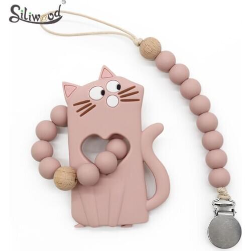 1pc Pacifier Clips Chain Nipple Holder Cute BPA Free Silicone Animal Pendant Gift Silicone Teether Rattle For Infant Baby Shower