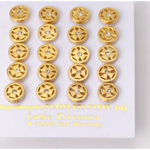 10 Pairs Earring 2021 Stainless Steel Gold Silver Color Round Stud Earring Fashion Jewelry pendientes Wholesale Accessories