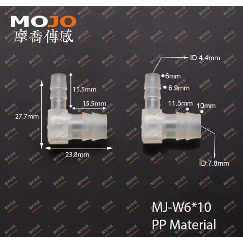 2020 MJ-W6X10 Reducing Elbow type pipe connector for 6mm-10mm out diameter(100pcs/lots)