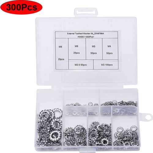 300PCS set 304 stainless steel lock washer outer serration stop lock washer M2.5-M8