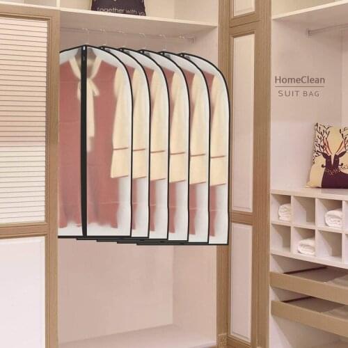 5pcs Garment Clothes Bags Cover Black Side Breathable Clear Full Zipper Bags Dust Cover for Closet Storage Hanging Suit Bags