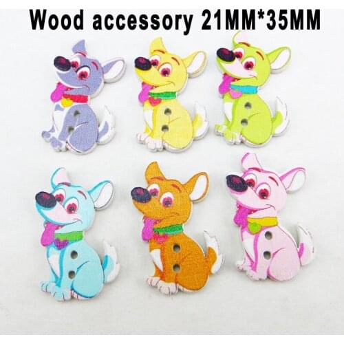 50pcs god buttons 2 Holes patterns cartoons Wood Sewing fox Button decoration Scrapbook charms WCF-476