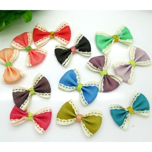 50pcs Mixed Baby Satin Ribbon Stripe Bowknot Hair Clips Applique DIY Craft Wedding Bow Tie Scrapbooking Decoration 3.5x2.2cm