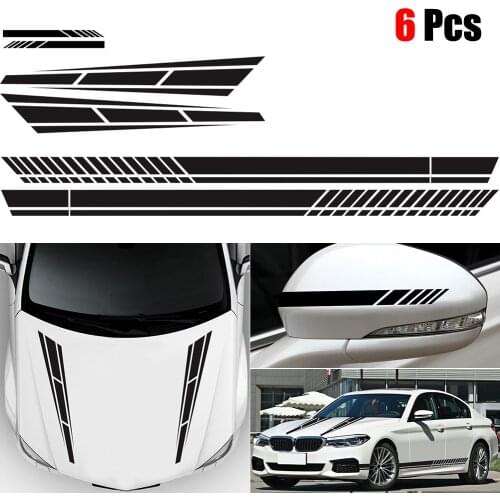 6x Stripe Vinyl Decal Sticker Graphics Car Side Body Hood Cover Rearview Mirror