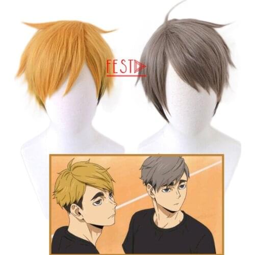 Anime Haikyuu!! Atsumu Miya Osamu Miya Cosplay Short Wig Haikyu Heat-resistant Fiber Hair + Wig Cap Anime Party Role Play Adult