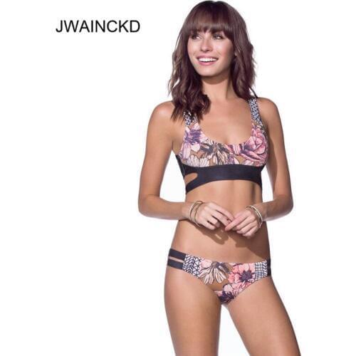 JWAINCKD Push Up Bikini 2019 Mujer Cutout Swimsuit Women Swimwear Solid Floral Patchwork Maillot De Bain Biquini Bathing Suit