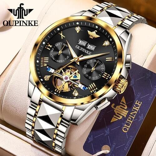 OUPINKE Mechanical Watches Mens 2020 Luxury Tourbillon Automatic Watch Top Brand Sapphire Wrist Watches For Men reloj hombre