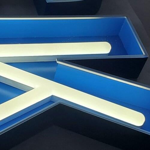 Rustic unique blue channel letter acrylic reception wall letters shopfront