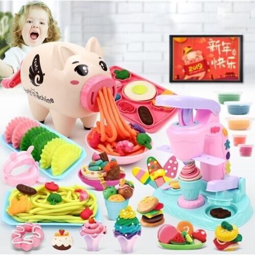 DIY Clay Dough Plasticine Ice Cream Machine Mould 3D Educational Toys Handmade Noodle Maker Kitchen Toy Kids Gift HC0169