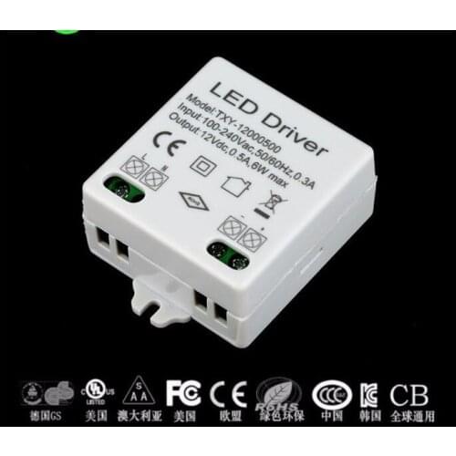 12V 0.5A 6W led driver LED constant voltage power supply 100pcs Lighting Transformers safe Driver for LED strip 3528 5050 power