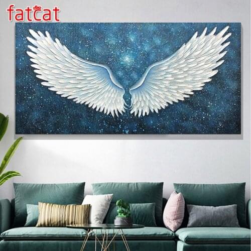 FATCAT White angel wings Large Diy Diamond Painting Full square round drill 5d Diamond Embroidery Kits wall Decoration AE2934