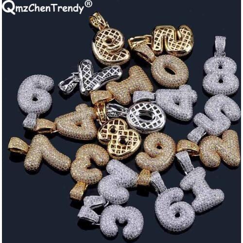 New Hip Hop Rope Chain 0-9 Custom Name Bling CZ Letters Necklaces Pendant Men Women Arabic numerals Charm Cubic Zircon Jewelry