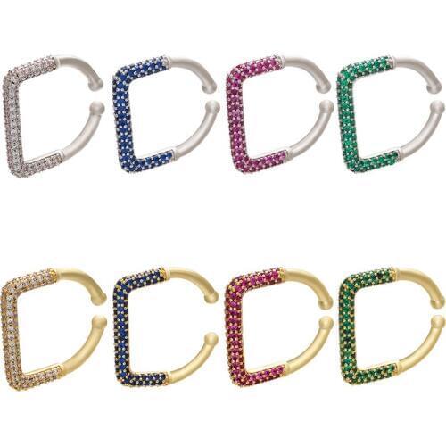 HECHENG 1pc Irregular geometry ear cilp earrings ring 2 ways wholesale CZ bling jewelry accessories for women VE133