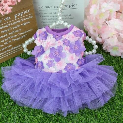 Lace Tutu Princess Dress Dog Clothes For Small Medium Dogs Pink Peach Beautiful Pet Clothing Chihuahua Puppy Summer Clothes NEW