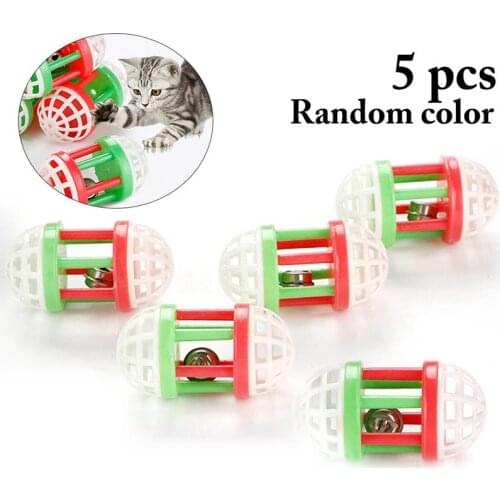 Legendog 5Pcs/Set Kitten Bell Toys Funny Hollow Out Plastic Cat Chase Toy Cat Interactive Toy Pet Supplies Random Color