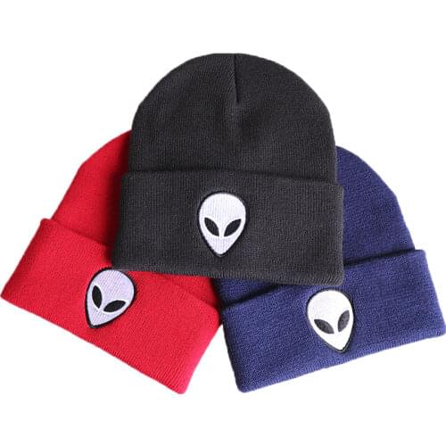 Unisex Fashion Knitted Alien Hat For Women Men Bonnet Embroidery Hat Embroidered Beanie