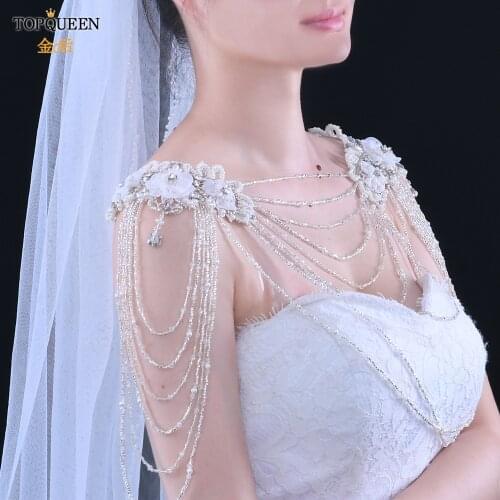 TOPQUEEN G30 Beaded Necklace Plus Size Shoulder Ornament Heirloom to Last a Lifetime Handcrafted Wedding Decorations for Bride