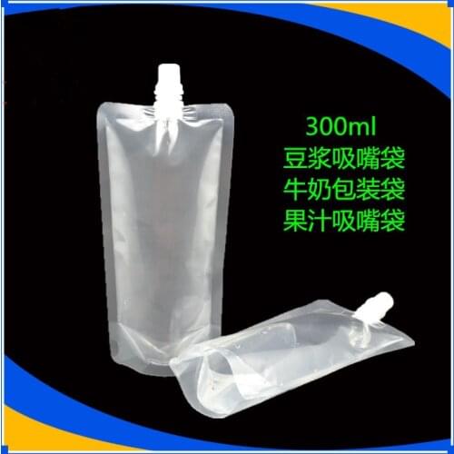 10*18cm 300ml 100Pcs/ Lot Jelly Liquid Clear Plastic Doypack Spout Bag Drinking Empty Stand Up PE Poly Spout Storage Pack Pouch