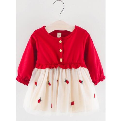 2019 New Baby Girls Dress Spring Autumn Newborn Baby Dress Pineapple Embroidery Dresses for BABY Girls Princess Infant Clothing