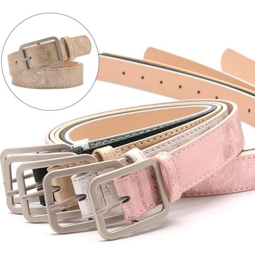 Belt Fashion Women Casual Square PU Leather Belt Solid Slender Elastic Waistbands Pin Alloy Buckle Fancy Vintage Strap Ladies