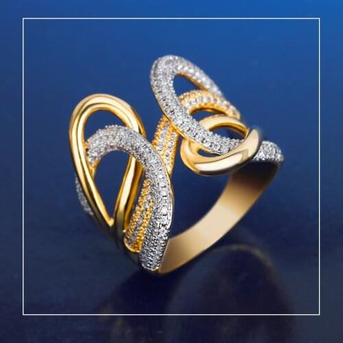 TIRIM Luxury Ribbon Ring for Women Party Wedding & Engagement Cubic Zirconia Charm Wed Finger Rings CZ кольцо женское New 2020