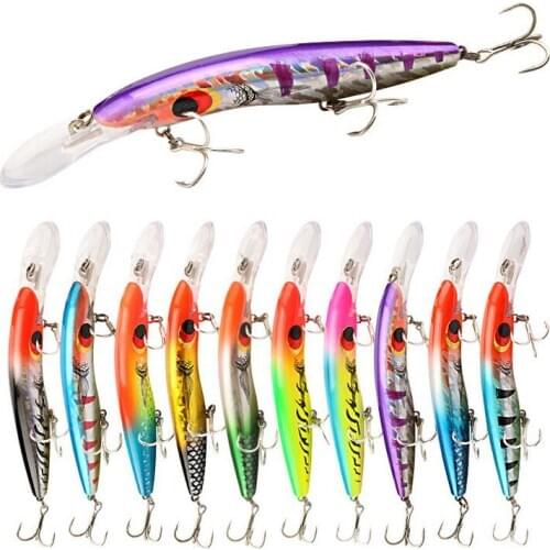 1pc High Quality Big Minnow Fishing Lures 16cm 24.4g Deep Diving 8M+ Hard Crankabits Wobblers Sharp Hooks Fishing Tackle 3D Eyes