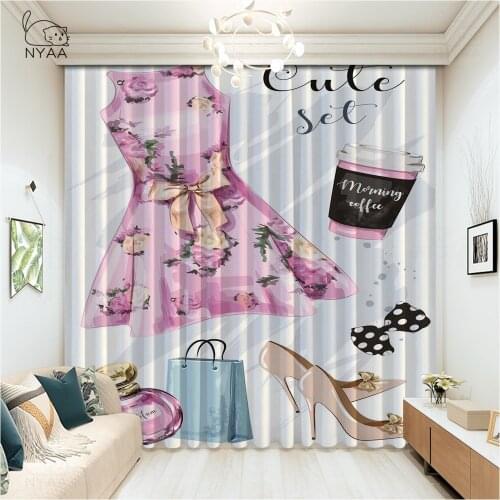 Sexy Red Lip With Pink Dress Window Curtain Rope Decoration Kitchen Curtains Printed Curtains In ChildrenS Room Micro Shading