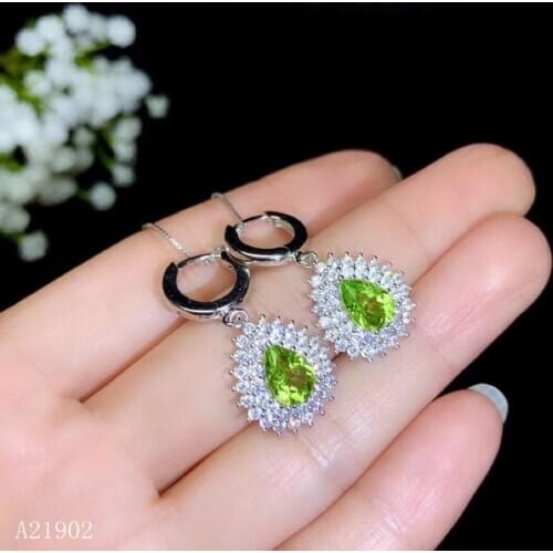 KJJEAXCMY boutique jewelryar 925 sterling silver inlaid natural peridot gemstone female earrings earrings support test