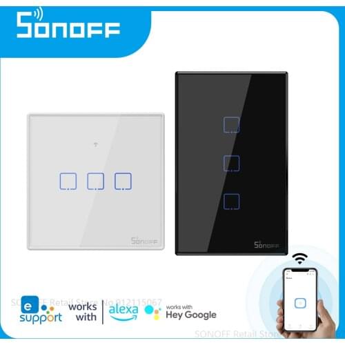 SONOFF TX T2/T3 Smart Wall Light Switch Glass Panel WiFi/RF 433/ APP /Touch Control Wall Switch Work with Google Home, Alexa