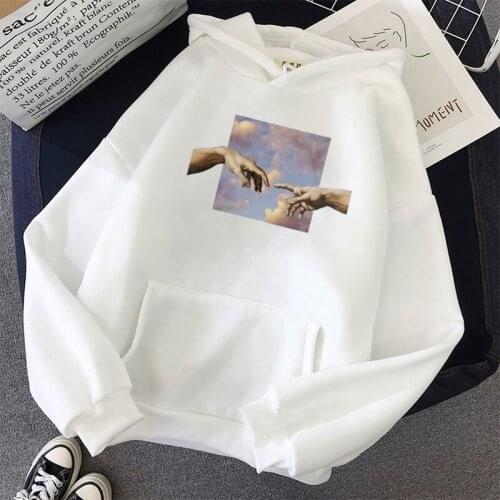 Hands print Oversized Womens hoodie Kawaii Loose Streetwear Sweatshirts Women Hooded Simple Pullovers Korean Style Warm