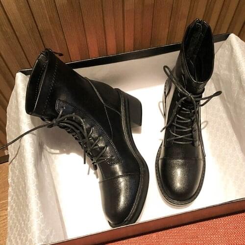 Punk Ankle Martin Womens Boots 2021 Womens Work Boots Round Toe Thick Bottom Comfortable Winter Autumn Shoes