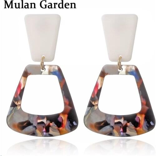 M&G Geometric Trendy Acrylic Earrings for Women Color Red Yellow Acetic Acid Vintage Exaggeration Dangle Earring Fashion Jewelry