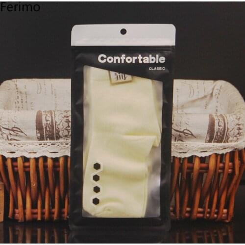 100pcs Socks packaging bags translucent black zip lock plastic bag with handle transparent window stores storage packing pouch