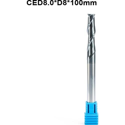 2pc hrc55 2 flutes tungsten carbide endmills metal milling cutter cnc router bit 8mm SHK 60mm 100mm 150mm long length end mills