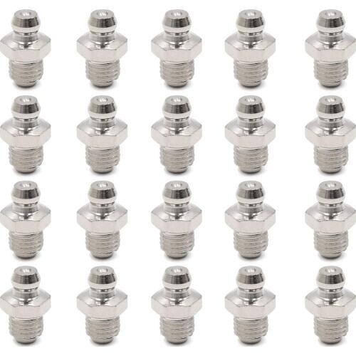 20pcs M8 x 1 Nickel Plated Straight 45 Degree 90 Degree Grease Nipple Fitting for Motorbike Car