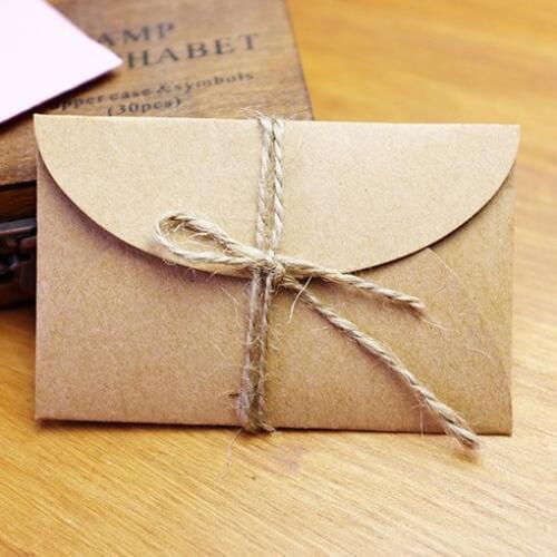 200pcs Mini Kraft Paper Envelope Gift Bag for Wedding Invitation Card Letter Decor 9x5.8cm