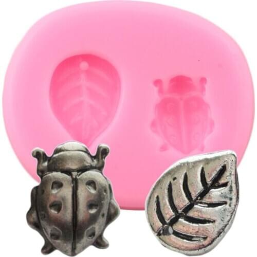 3D Ladybug Leaf Silicone Molds Insect Chocolate Fondant Mould Baby Party Cake Decorating Tools Candy Polymer Clay Moulds