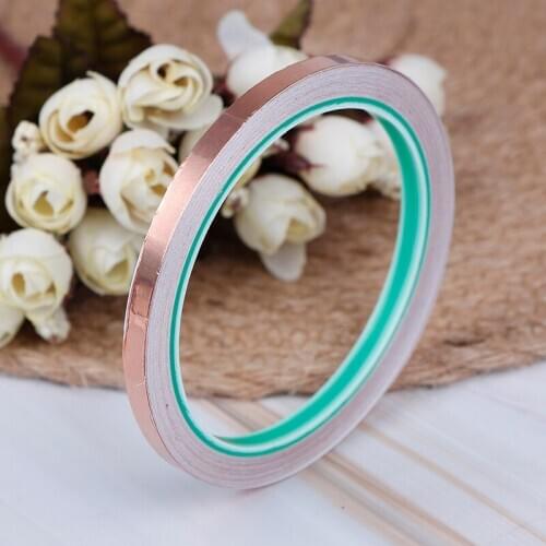 6mmx10m Double Sided Conduct Copper Foil Shielding Tape Conductive Self Adhesive Heat Insulation