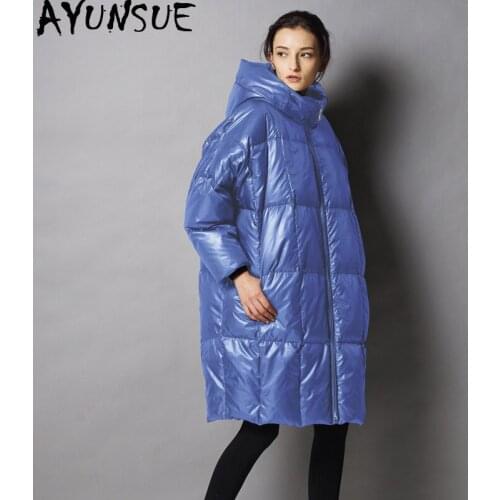 AYUNSUE White Duck Down Jacket Woman Hooded Winter Coat Oversize Puffer Jacket Korean Plus Size Warm Parkas 2020 YR-001 KJ3024