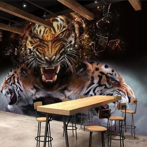 Milofi custom large 3D wallpaper mural tiger tiger Shengwei Huxiao Shanhe Zhuangzhi Lingyun decorative wallpaper mural