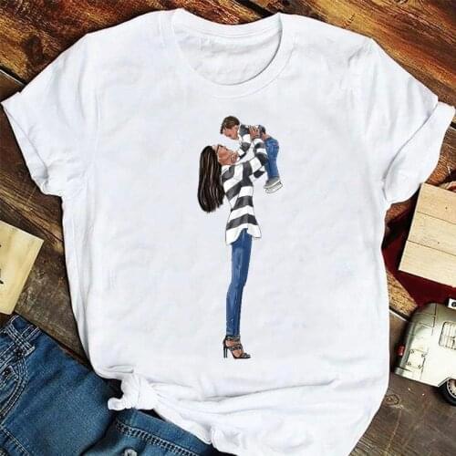 Women Fashion 90s Son Love Sweet Lovely Mother Mom Mama Cartoon Tshirts Clothes Stylish T Top Lady Print Summer Tee T-Shirt