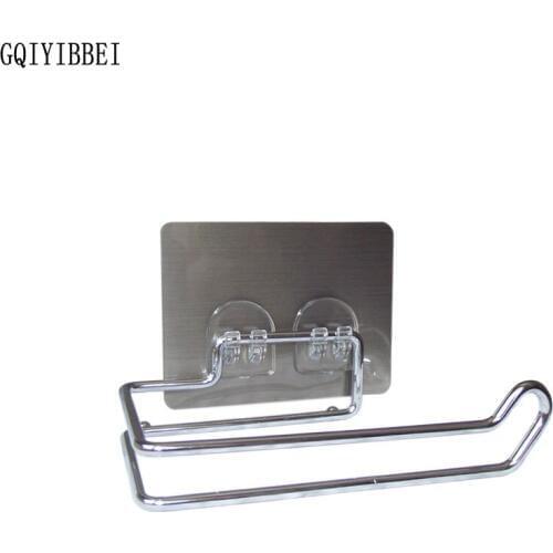 GQIYIBBEI Strong Magic Traceless Hook Kitchen Paper Holder Hanger Tissue Roll Towel Rack Bathroom Toilet Organizer Home Storage