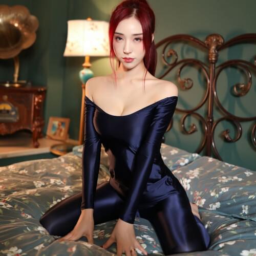 Two-piece long-sleeved one-neck slim-fit home wear trousers high stretch round satin-like one-neck thermal underwear