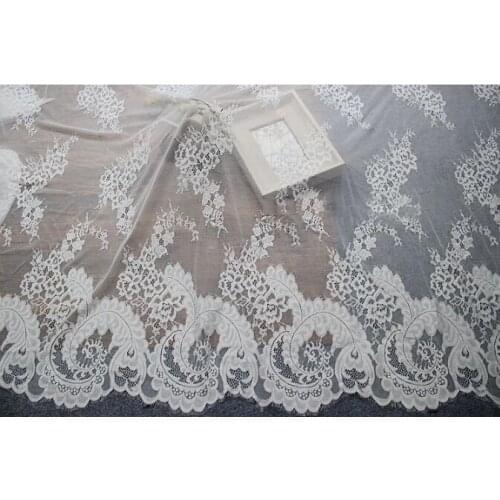 Wide 150cm length 3 meters eyelash chantilly lace african lace fabric 2019 high quality wedding dress craft materials